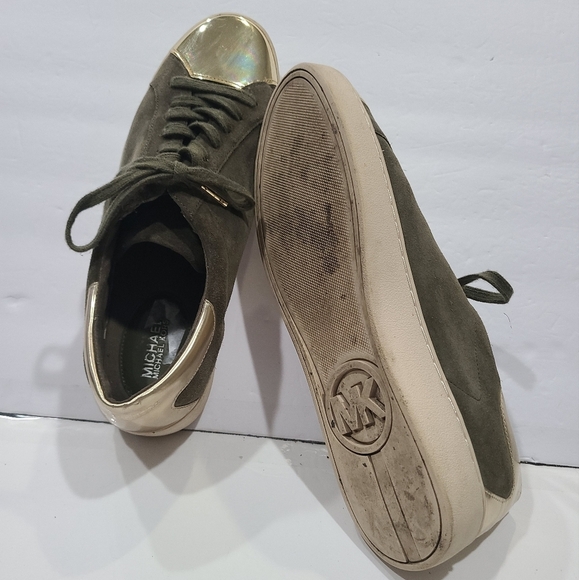Michael Kors Frankie Suede Gold and Olive Women's Sneakers Sz.11 M - Picture 4 of 11